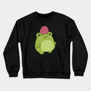 Frog Cutie, Happy Froge Sporting, Pastel Kawaii Raspberry Hat with Joy Crewneck Sweatshirt